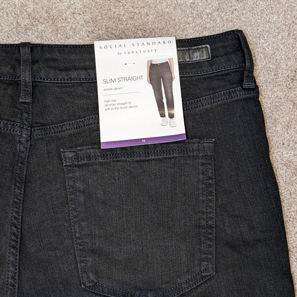 NWT Social Standard by Sanctuary Women's Jeans Slim Straight Stretch Denim Size - Picture 5 of 7